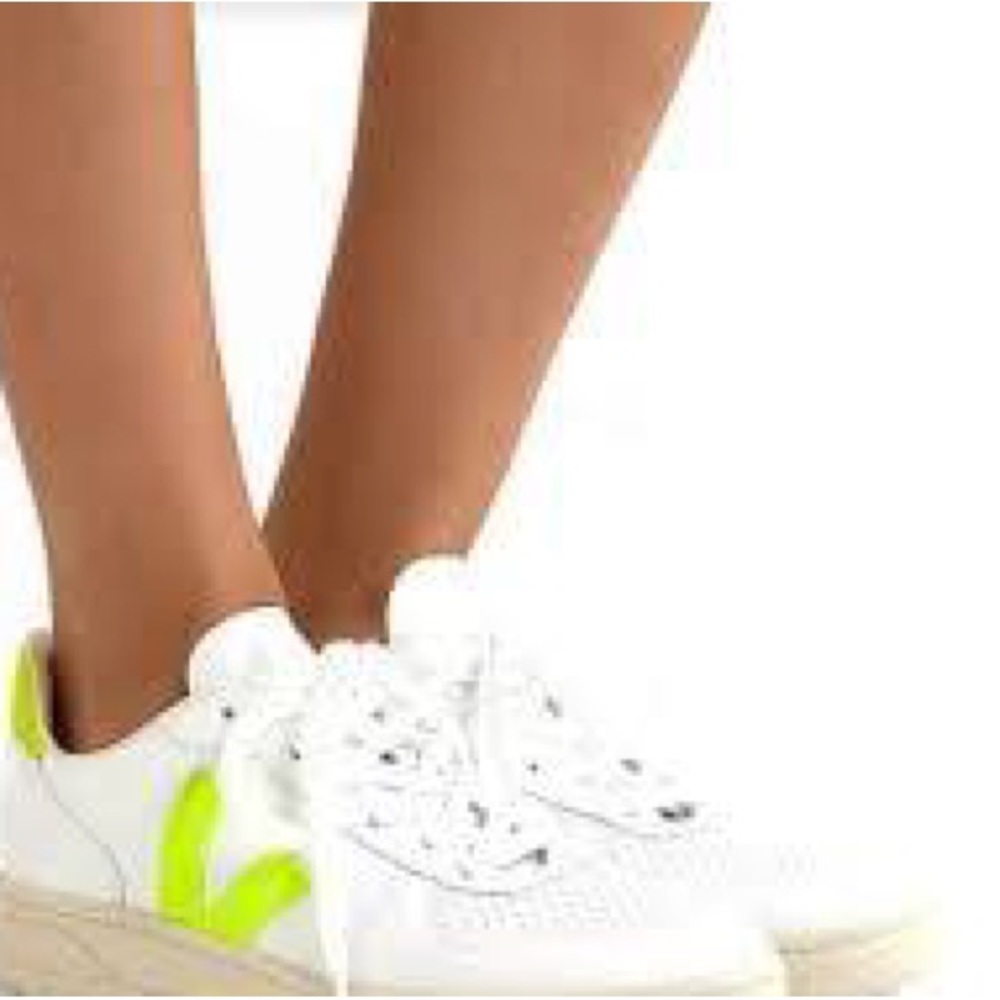 Veja V10 Neon Yellow Leather Sneakers Size 38